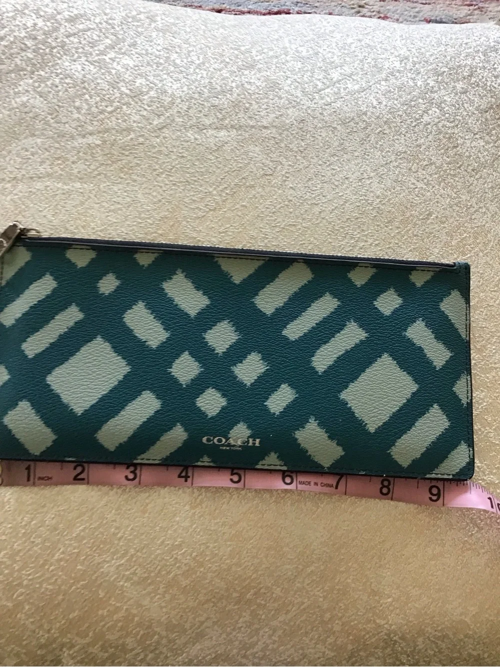 Coach Teal and Light-Blue Geo Zip Clutch